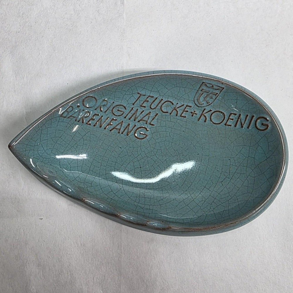 1950s German Ashtray, Teucke + Koenig Barenfang, Blue Ceramic Trinket Dish